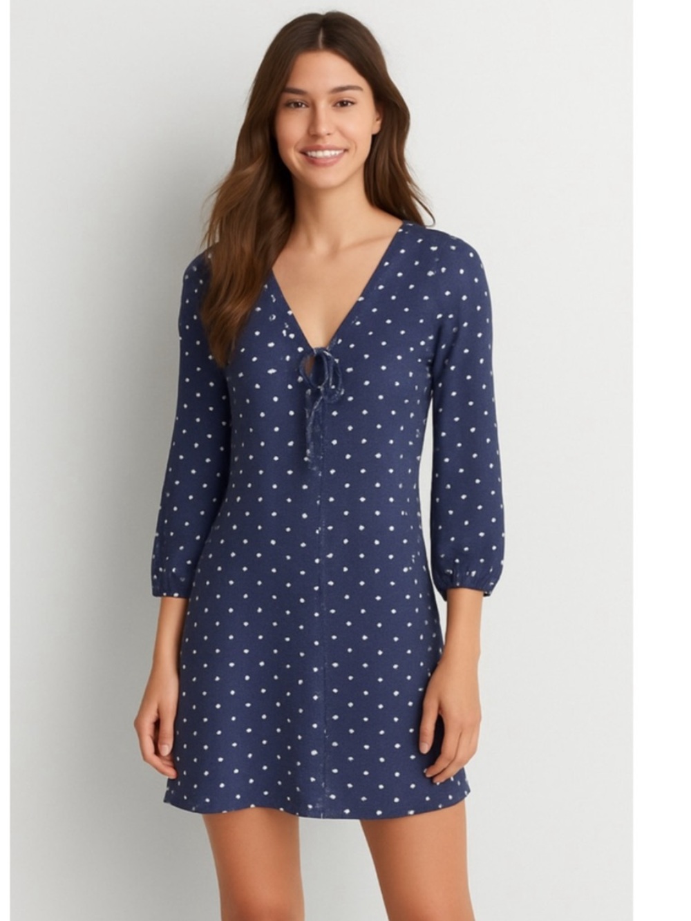 NWT American Eagle Outfitters Polka Dot Tie- Front Mini Dress Women’s Size XS